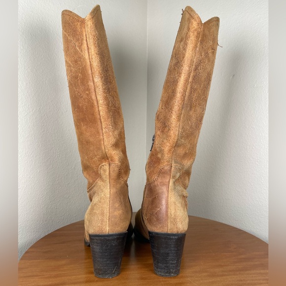 Vtg Nine West Brown Hippie Boho Western Cowboy Pull On Leather Boots Size 38 - Picture 13 of 14